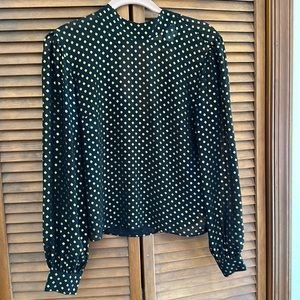 LPA blouse with gold polka dots